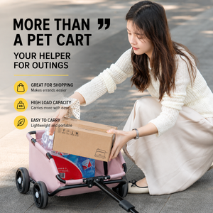 Poussette pliable légère pour petits chiens et chats, <span class=keywords><strong>chariot</strong></span> <span class=keywords><strong>de</strong></span> transport portable à 4 roues pour animaux <span class=keywords><strong>de</strong></span> compagnie, vente en gros - Product Image 4