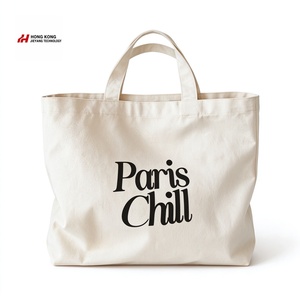 Custom Logo Custom Size Recycled Cotton <b>Canvas</b> Shopping <b>Bag</b> Paris Chill Print For Women French Style Beach Tote <b>Bag</b> - Product Image 1