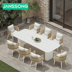 Meubles de jardin en aluminium, chaises et tables de patio pour hôtel, ensemble de dîner en plein air pour complexe hôtelier, chaises et table en corde, mobilier moderne - Product Image 1