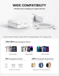 Lamicall T10 Support de charge sans fil pliable 3-en-1 Station de charge magnétique rapide pour téléphone, montre et écouteurs, portable pour voyage T7 - Product Image 5