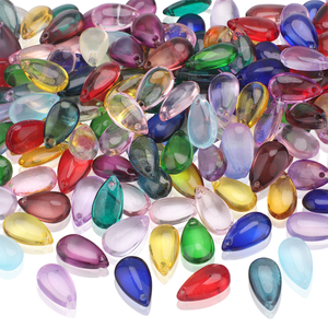 Perles en verre soufflé transparentes en forme de goutte d'eau, composants de bijoux faits à la main pour la création de colliers et de boucles d'oreilles, prix de gros - Product Image 1