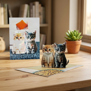 Tarjeta 3D de Gatitos Pop, Diseño Personalizado, Hecha a Mano, Corte Láser, Estilo Animal, Papel Artesanal, Hecho en Vietnam, Regalo Navideño, Superventas - Product Image 3