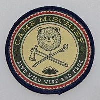 Patchs tissés thermocollants ou à coudre pour camping en extérieur, badges personnalisés OEM ODM, faible MOQ, livraison rapide pour la décoration de vestes et sacs à dos
