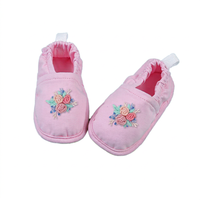 Zapatos de Bebé para Niñas, Diseño Floral, Estilo Slip-On, Bordado a Mano, Color Menta, Tejido de Punto Ignífugo, No Tóxico, Certificado OEKO-TEX
