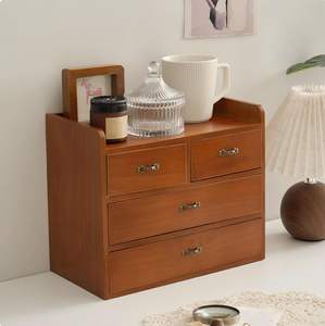 Organizador de Escritorio de Madera con 4 Cajones, Organizador de Almacenamiento Multifuncional <span class=keywords><strong>para</strong></span> Mesa o Encimera - Product Image 4