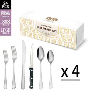 ชุดช้อนส้อมสแตนเลส Ooo Tableware 24 ชิ้น สำหรับ 4 คน ชุดอาหารค่ำแบบตะวันตก ทนทาน เหมาะสำหรับงานเลี้ยง - Product Image 4