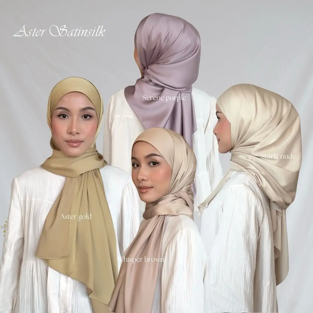 leichter satin seide schal tutorial aster satin seide stretch satin hijabouquet shinny gesicht muslimische frauen weicher schal