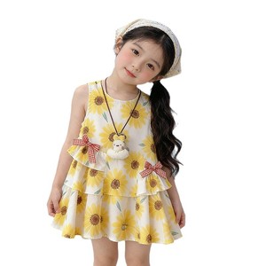 RTS <span class=keywords><strong>Vestito</strong></span> Estivo da <span class=keywords><strong>Bambina</strong></span> in Stile Coreano Occidentale, con Motivo a Pois Cartone Animato, in Poliestere, Senza Maniche, Sottile, Corto, Stile Principessa, con Gonna a Strati e Design Pastorale - Product Image 6