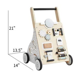2023 Asweets Sit To Stand Learning Walker Wooden Rotating Push Toy Wooden Activity Baby Walker Wood Baby Piano Fitness Walker