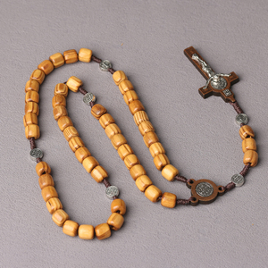 <span class=keywords><strong>Rosario</strong></span> Cattolico Vintage con Crocifisso, Collana Religiosa e Regalo, Perle in Legno, Rosari Classici con Croce di Gesù, Vendita all'Ingrosso - Product Image 4
