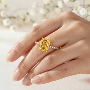 Anillos de Dedo Únicos de Diseño Personalizado en Plata de Ley 925 con Topacio Amarillo y Citrino Natural en Corte Pera, Anillo para Uso Diario - Product Image 5
