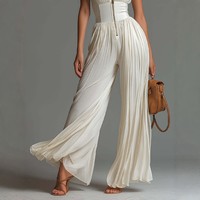 Combinaison longue blanche sans manches pour femme, taille haute, jambes larges, design tendance, faible MOQ, idéale pour l'été