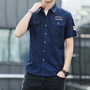 ANSZKTN camicia da uomo estiva a maniche corte da uomo <span class=keywords><strong>camicie</strong></span> Casual aderenti in cotone abete nero - Product Image 3