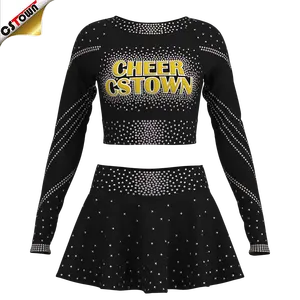 New Arrivals Cheerleading Uniform Black And Gold Cheerleader Costume Child