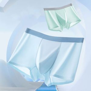 Calzoncillos bóxer de seda helada para hombre, de verano, de secado rápido, transpirables, 3D, antibacterianos, sin costuras, de punto, cintura personalizable, al por mayor - Product Image 1