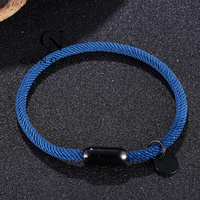 Milan Fil Corde Bracelet En Acier Inoxydable Noir Métal Hommes Femmes Multicolore Couple Main Bracelets Bijoux