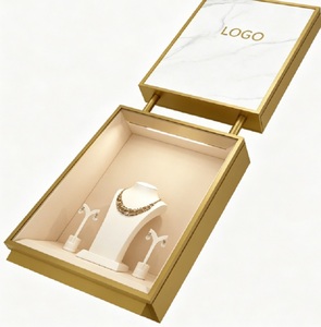 <span class=keywords><strong>Vitrina</strong></span> <span class=keywords><strong>de</strong></span> Exhibición <span class=keywords><strong>de</strong></span> Joyería <span class=keywords><strong>de</strong></span> Lujo en Oro y Mármol, Exhibidor <span class=keywords><strong>de</strong></span> Pedestal con Logotipo Personalizado e Iluminación LED para Boutiques - Product Image 3