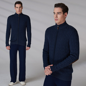Custom Logo Embroidery Autumn Winter Knitwear <b>Long</b> Sleeve Blank Zip up Knitted Jackets <b>Men</b> Sweater <b>Cardigan</b> - Product Image 1