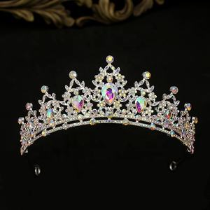 Corona in Lega Placcata Argento con Zirconi, Accessorio per Capelli da Sposa, Corona da <span class=keywords><strong>Regina</strong></span>, Decorazione per Bouquet e Torte - Product Image 4
