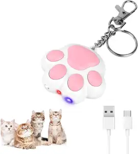 3 em 1 Tipo-C Recarregável Laser Pointer Cat Toy Interactive 5 Padrões Cat Pet Pata Forma Keychain