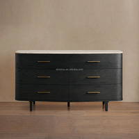 Commode à 6 tiroirs en chêne massif de style minimaliste français MYHOME, construction artisanale durable, rangement moderne pour chambre à coucher
