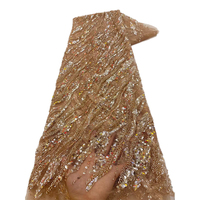 NI.AI bleu dentelle perlée avec paillettes luxe paillettes dentelle tissu brodé dentelle pour les femmes robe de mariée