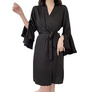 Pyjamas femmes <span class=keywords><strong>Satin</strong></span> mousseline de soie printemps nouveau jarretelle chemise de nuit deux pièces ensemble Sexy maison dentelle bord maison vêtements - Product Image 2