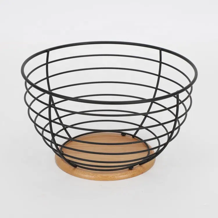 Popular Design Round Metal Basket Storage Multifunction Wire Fruit Basket Black