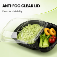 Boîte à lunch jetable personnalisable, boîte alimentaire en PP, boîte à emporter, conteneur alimentaire à 2 compartiments, échantillon gratuit