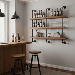 رف خشبي متعدد الطبقات حديث ومتين وصديق للبيئة مثبت على الحائط للفنادق والمطاعم والحانات التجارية - Product Image 2