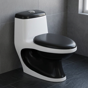 Producto de artículos sanitarios a todo Color, modelo Cally, inodoro de una pieza en blanco y negro, inodoro disponible en varios colores - Product Image 1