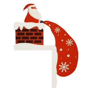 Decoraciones navideñas en stock, creativos y novedosos adhesivos de madera de Papá Noel, calcomanías de pared y adornos. - Product Image 5