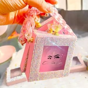 Luxury customized eyelash boxes,private label diamond lashes box bling rhinestone lashpackaging Customize Eyelash Packaging