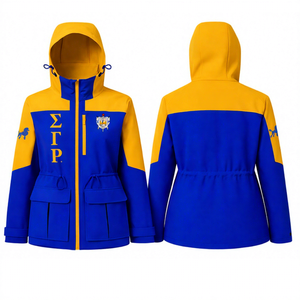 Chaqueta Impermeable de Alta Calidad para Mujer, con Capucha, Estilo Universitario, de la Hermandad Sigma Gamma Rho SGR - Product Image 1