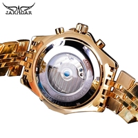 Montres pour hommes Jaragar, nouvelle montre de luxe en acier inoxydable doré, design tourbillon, affichage du calendrier, montre mécanique automatique