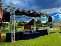 Estructura de Aluminio Plateado para Iluminación de Escenarios, Diseño Cuadrado, para Actuaciones de DJ en Interiores