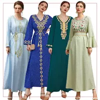Abaya Dubai Turkish Muslim Color Matching Dress for Women