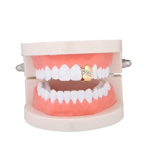 BES unique Zircon dents haut Grillz glacé <span class=keywords><strong>strass</strong></span> plaqué or dents dentaires Grillz pour hommes corps Hip Hop bijoux en gros - Product Image 5