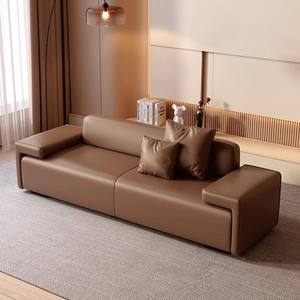 Sofá Cama Moderno de Cuero con Estructura de Madera y Relleno de Esponja, Sofá Rectangular para Sala de Estar, Villa u Hotel - Product Image 2