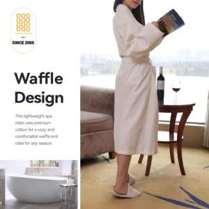 100% कपास होटल वाफ़ल स्नान रोबे नरम सांस लेने योग्य त्वरित-शुष्क क्लासिक शैली स्पा बाथ्रोब को अवशोषित करता है - Product Image 5