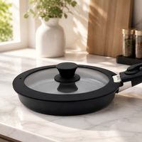 Couvercle en verre trempé de 28 cm avec bord en silicone pour casseroles et poêles