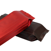Sacs d'emballage pour thé et café, personnalisés, en aluminium noir mat, 250g, fond plat, petits, vides, avec valve et fermeture à lien métallique