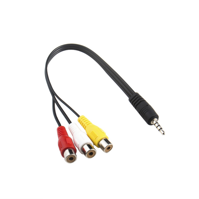 25CM 3.5mm Jack Plug to 3 RCA Adapter AUX Cable Male to Male Audio Video AV Cable Wire for Speaker Laptop DVD TV