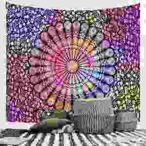 Tapisserie florale bohème Mandala, décoration murale pour la maison, tissu mural pour salon et chambre à coucher - Product Image 4