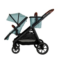 Poussette double de luxe OEM ODM pour jumeaux, bébés et tout-petits, avec plateau de marche, idéale pour les nouveau-nés et les voyages