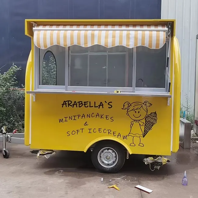 Camion Fast Food rimorchio Mobile cucina carrello gelato 3 ruote Food Food Truck per la vendita