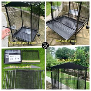 Cat kandang berinteraksi burung dilapisi struktur kuat atap runcing sarang pengumpan burung dengan dudukan di roda - Product Image 6