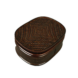 <b>Bamboo</b> Woven Basket With Lid Rectangle Tea Set Storage Box Desktop Organizer Gift Box Portable Food <b>Container</b> Zhejiang Origin - Product Image 5