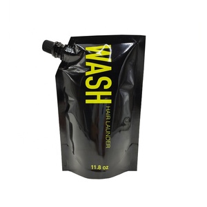 custom cosmetic plastic bags with logo black liquid spout bags hair shampoo plastic pouch