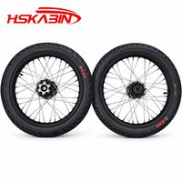 Roues tout-terrain HSKABIN noires CST 17 pouces compatibles avec la moto électrique Surron Light Bee, pneus Supermoto 70/90-17 80/90-17